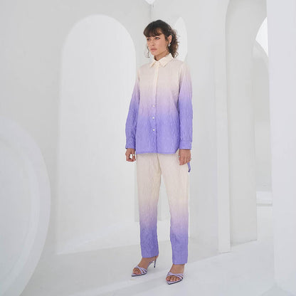 Pleats by Aruni Purple Ombre Crushed Co-Ord (Set of 2)