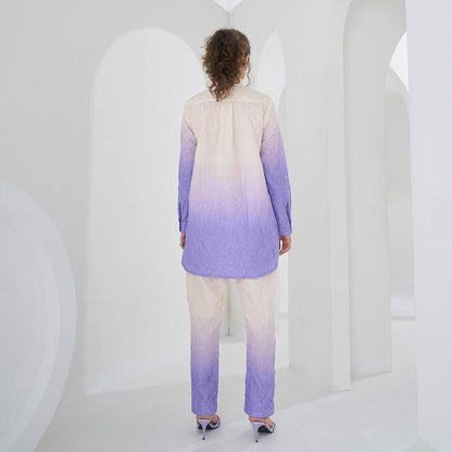 Pleats by Aruni Purple Ombre Crushed Co-Ord (Set of 2)