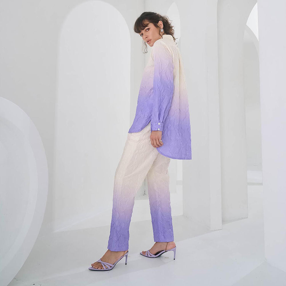 Pleats by Aruni Purple Ombre Crushed Co-Ord (Set of 2)