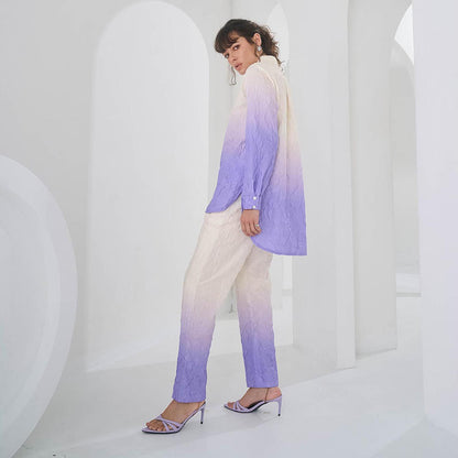 Pleats by Aruni Purple Ombre Crushed Co-Ord (Set of 2)