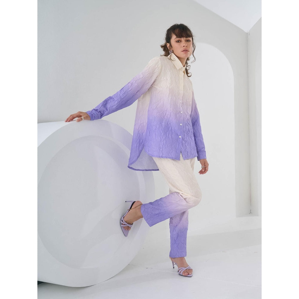 Pleats by Aruni Purple Ombre Crushed Co-Ord (Set of 2)