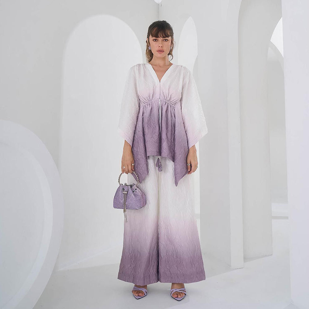 Pleats by Aruni Grey Ombre Crushed Co-Ord (Set of 2)