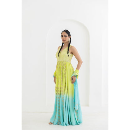 POOJA RAJGARHIA GUPTA Champa Anarkali Kurta with Dupatta (Set of 2)