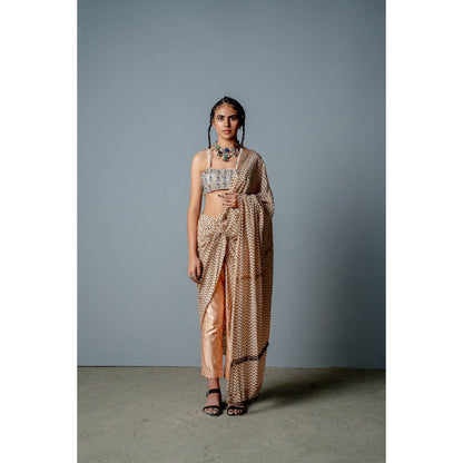 POOJA RAJGARHIA GUPTA The Zenobia Drape Saree with Attached Pant and with Stitched Blouse