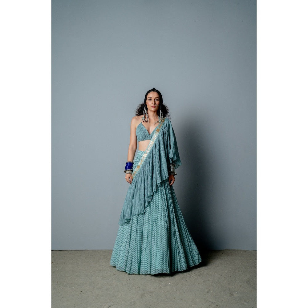 POOJA RAJGARHIA GUPTA The Nandi Gather Lehenga (Set of 3)