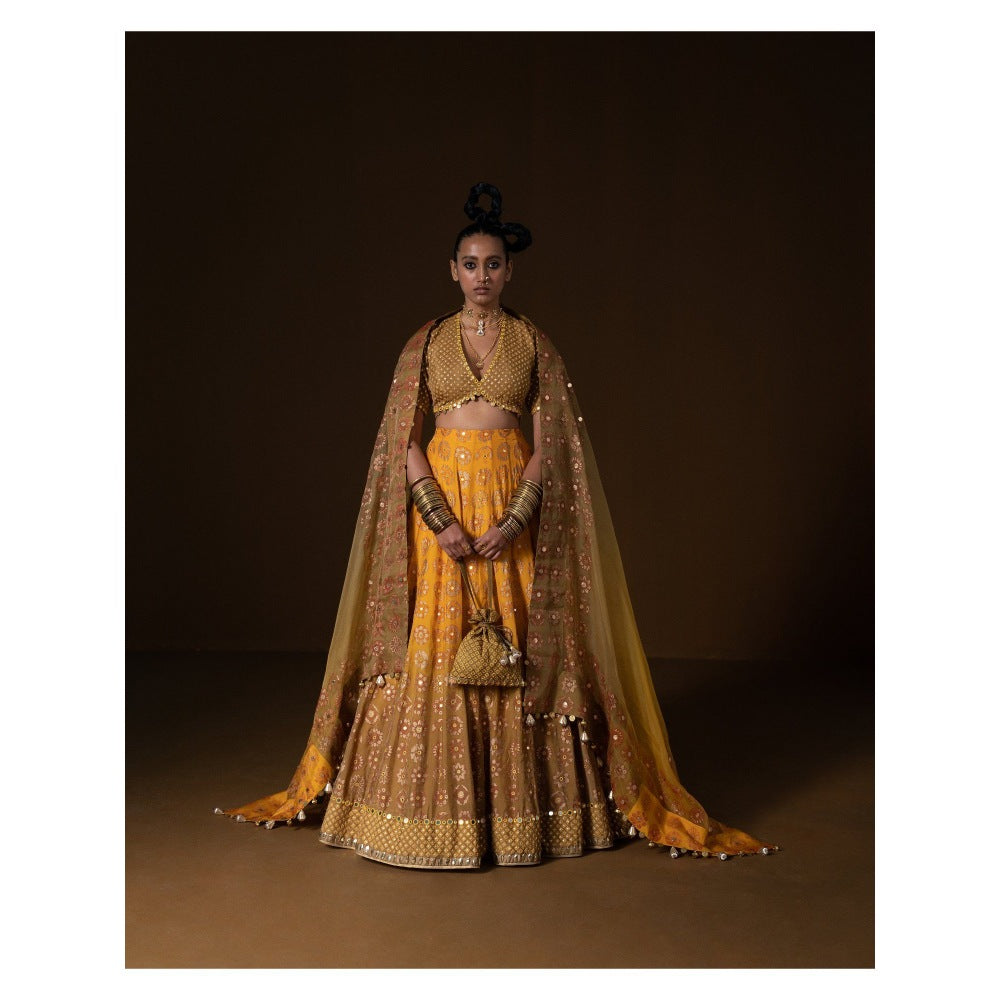 POOJA RAJGARHIA GUPTA Kasundi Lehenga (Set of 3)