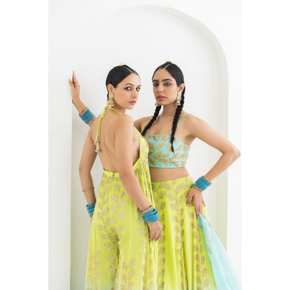 POOJA RAJGARHIA GUPTA Champa Lehenga with Bustier and Dupatta (Set of 3)