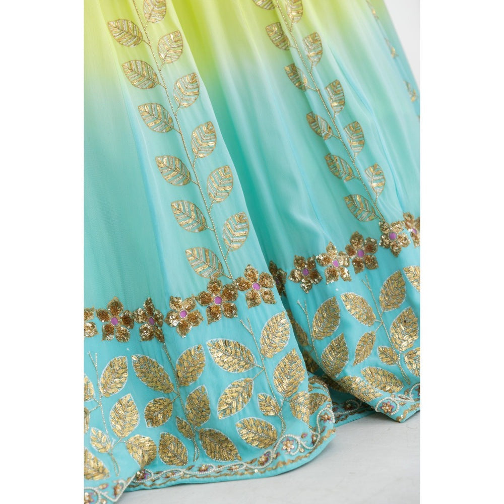 POOJA RAJGARHIA GUPTA Champa Lehenga with Bustier and Dupatta (Set of 3)