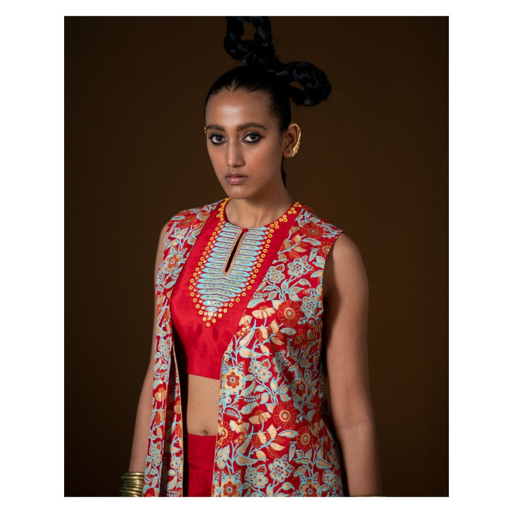 POOJA RAJGARHIA GUPTA Javitri Top with Pant and Jacket (Set of 3)