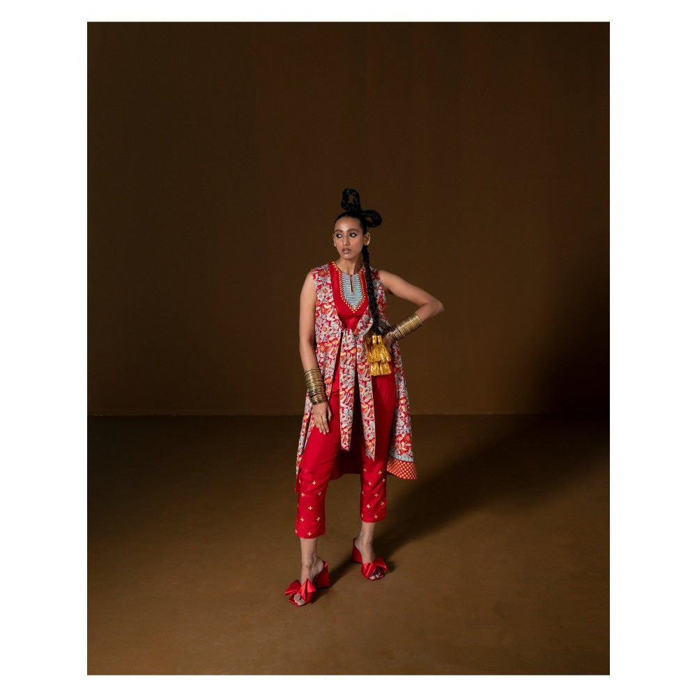 POOJA RAJGARHIA GUPTA Javitri Top with Pant and Jacket (Set of 3)