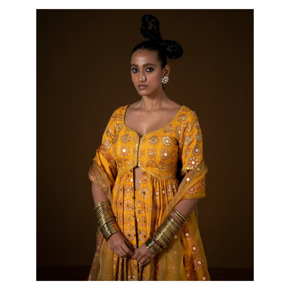 POOJA RAJGARHIA GUPTA Chakraphool Sharara with Kurti and Dupatta (Set of 3)