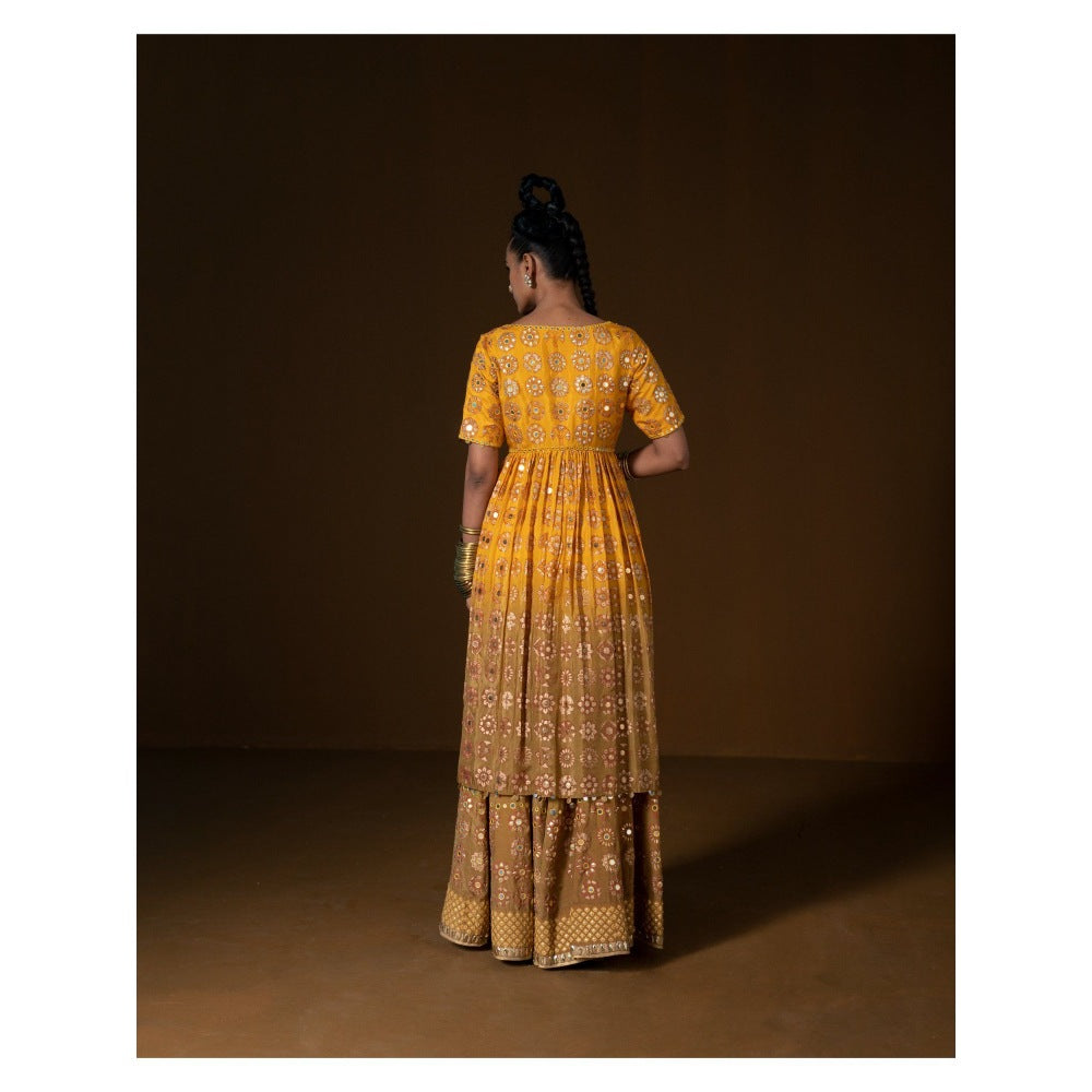 POOJA RAJGARHIA GUPTA Chakraphool Sharara with Kurti and Dupatta (Set of 3)