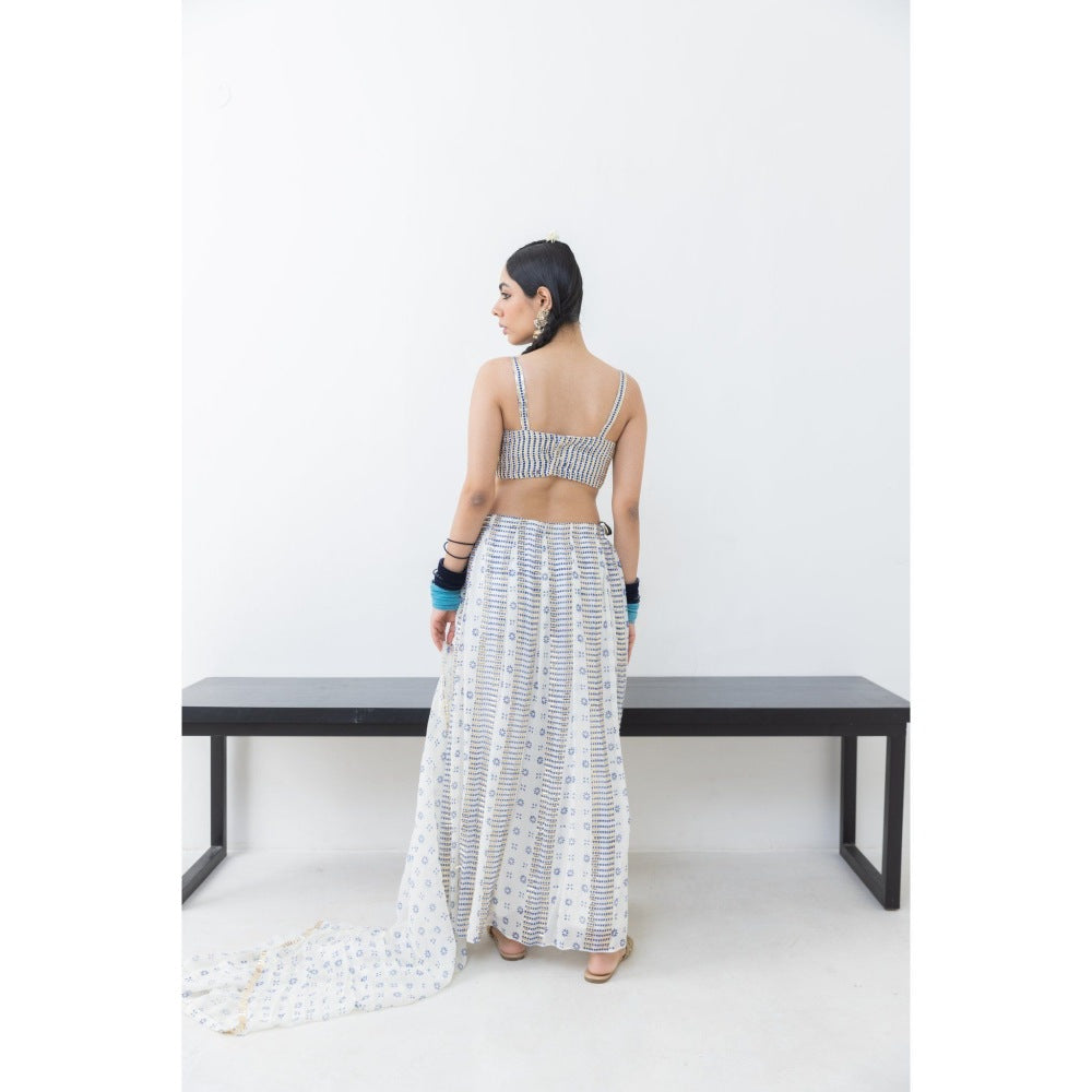 POOJA RAJGARHIA GUPTA Shwet Trouser with Bustier and Dupatta (Set of 3)