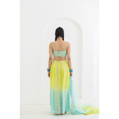 POOJA RAJGARHIA GUPTA Mogra Trouser with Bustier and Dupatta (Set of 3)