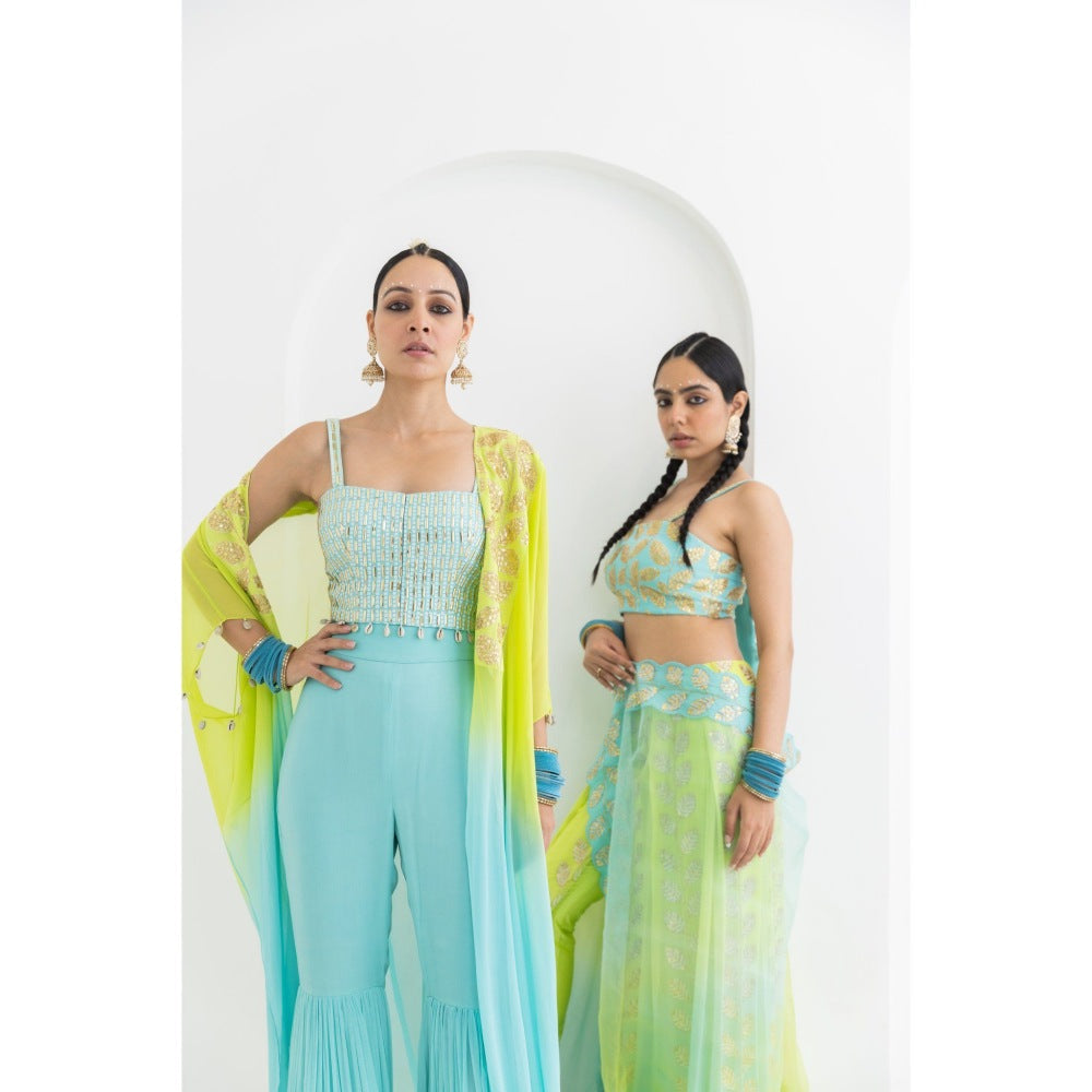POOJA RAJGARHIA GUPTA Mogra Trouser with Bustier and Dupatta (Set of 3)