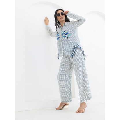 POOJA RAJGARHIA GUPTA Blue Side Frill Co-Ord (Set of 2)