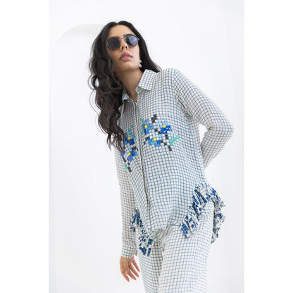 POOJA RAJGARHIA GUPTA Blue Side Frill Co-Ord (Set of 2)