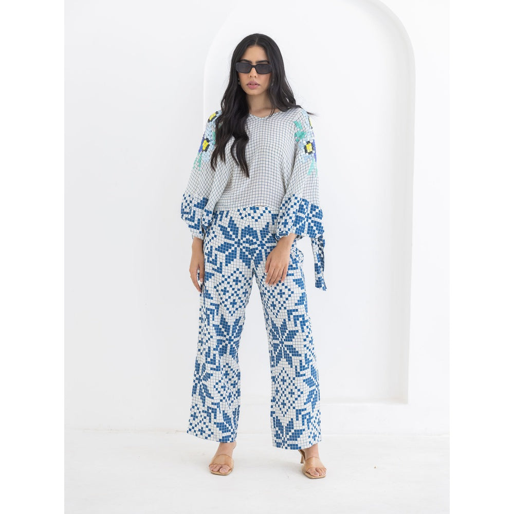 POOJA RAJGARHIA GUPTA Blue Sleeve Knot Co-Ord (Set of 2)