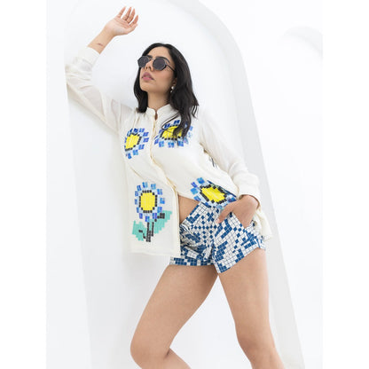 POOJA RAJGARHIA GUPTA White Sunflower Co-Ord (Set of 2)