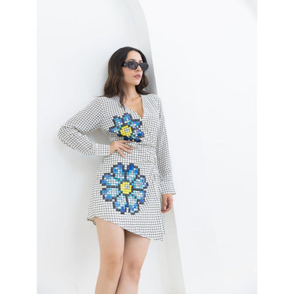 POOJA RAJGARHIA GUPTA White Grid Playsuit