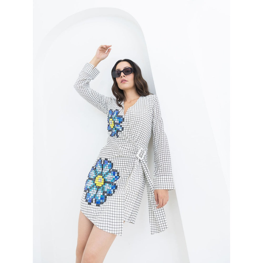 POOJA RAJGARHIA GUPTA White Grid Playsuit