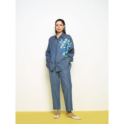 POOJA RAJGARHIA GUPTA Blue Denim Checkered Pant