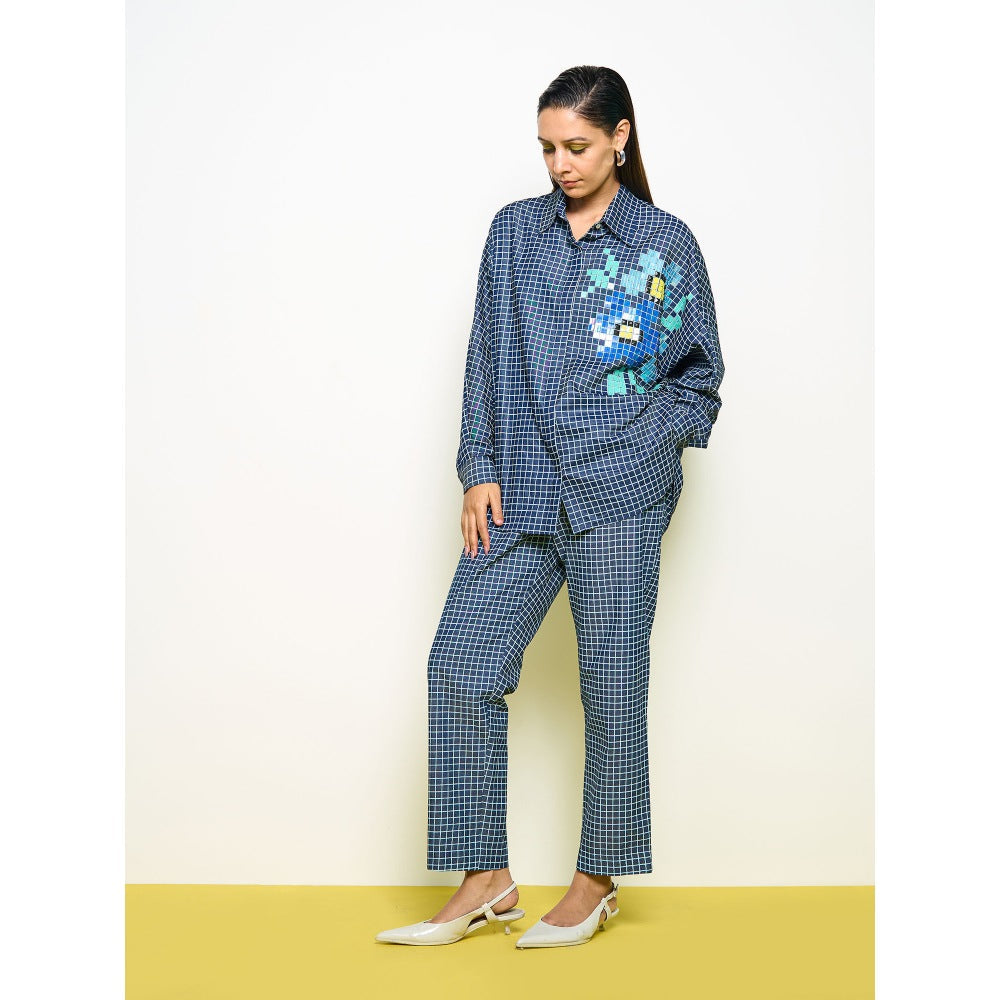 POOJA RAJGARHIA GUPTA Blue Denim Checkered Pant