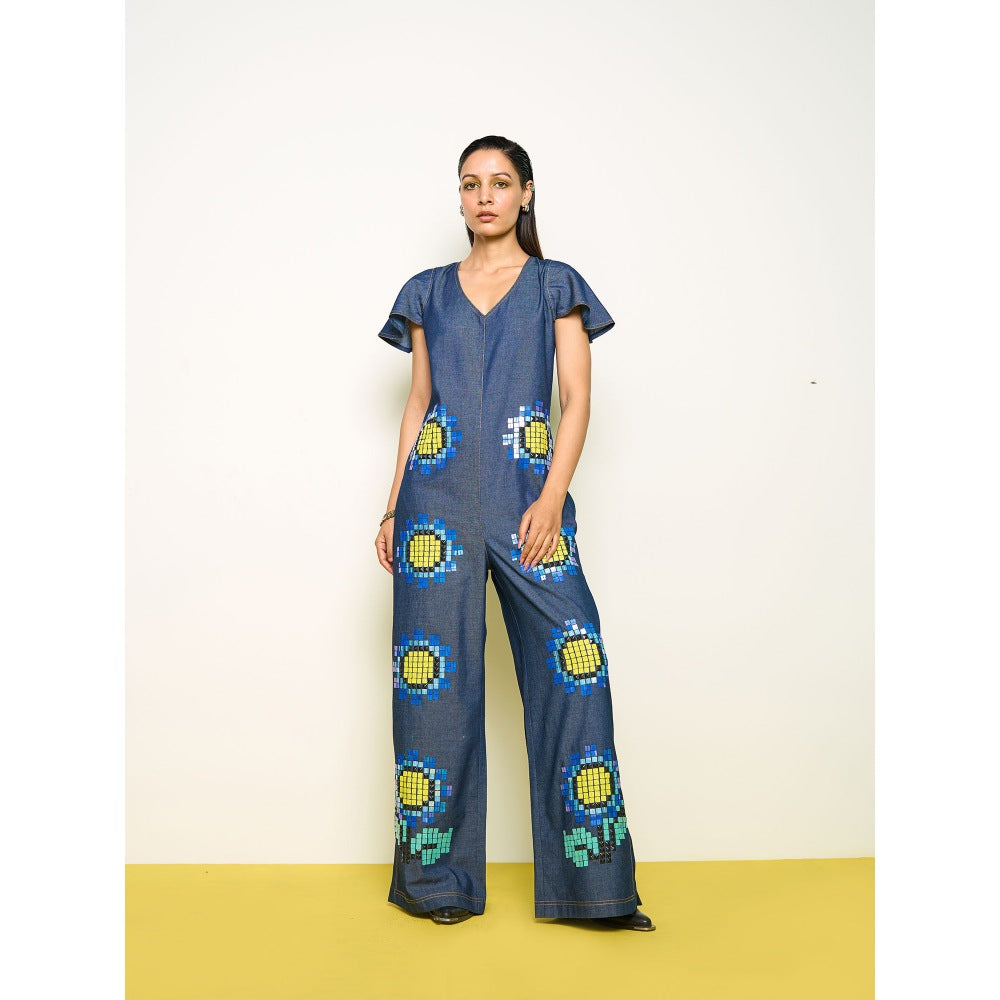 POOJA RAJGARHIA GUPTA Blue Denim Wildling Jumpsuit