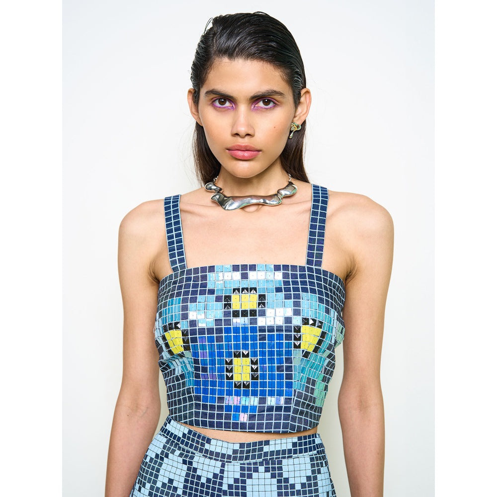 POOJA RAJGARHIA GUPTA Blue Denim Wilding Crop Top