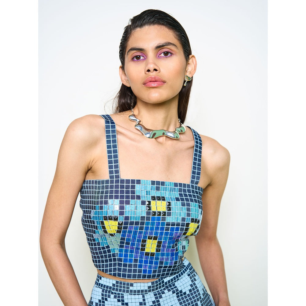 POOJA RAJGARHIA GUPTA Blue Denim Wilding Crop Top