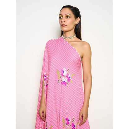 POOJA RAJGARHIA GUPTA Pink One Shoulder Kurta With Pant (Set of 2)