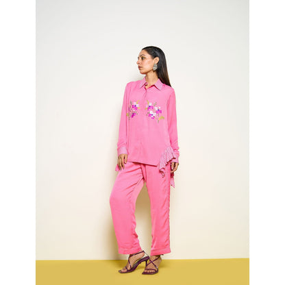 POOJA RAJGARHIA GUPTA Pink Side Frill Co-Ord (Set of 2)