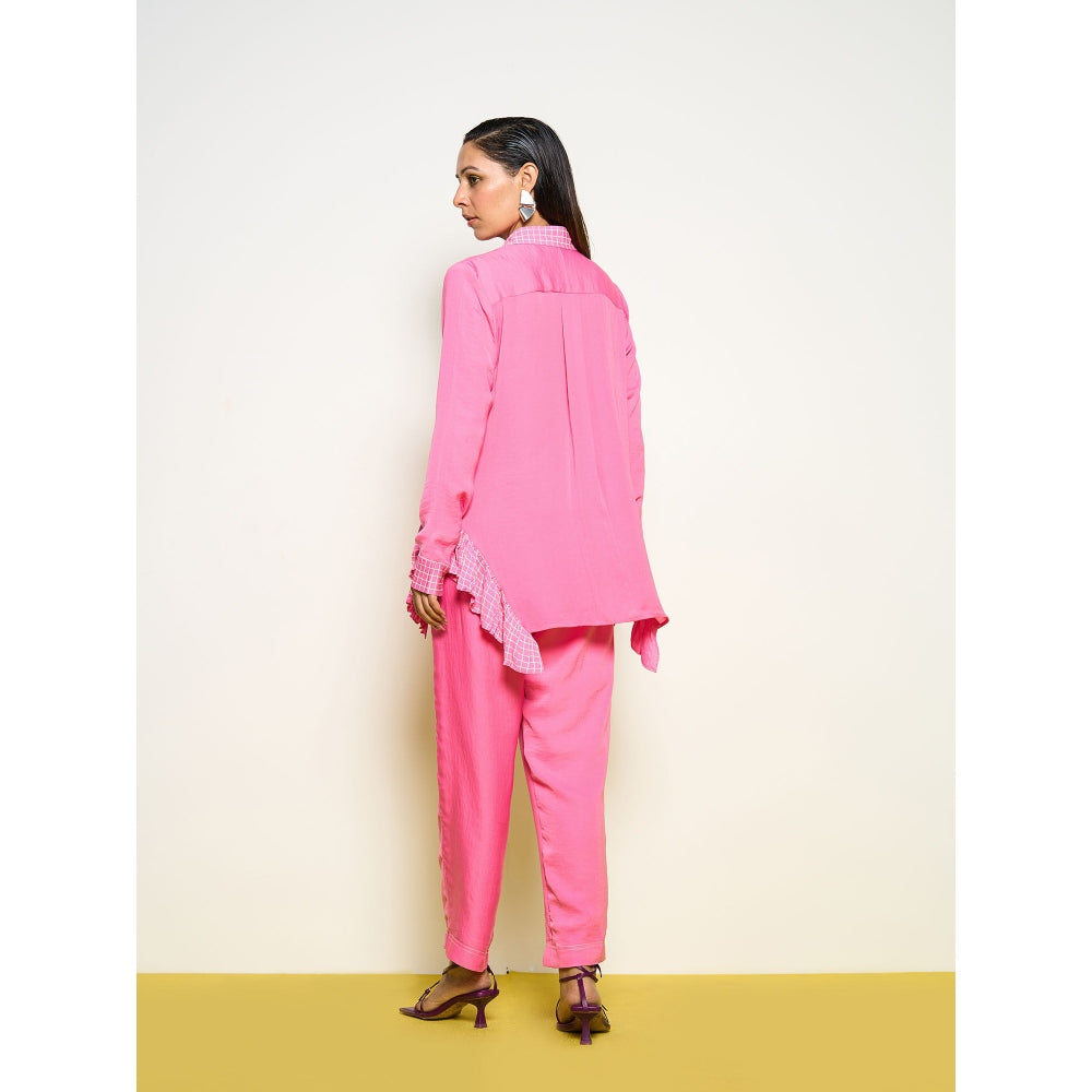 POOJA RAJGARHIA GUPTA Pink Side Frill Co-Ord (Set of 2)