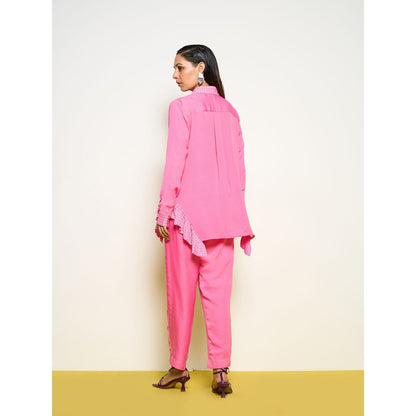 POOJA RAJGARHIA GUPTA Pink Side Frill Co-Ord (Set of 2)