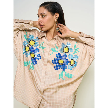 POOJA RAJGARHIA GUPTA Nude Wildflower Shirt