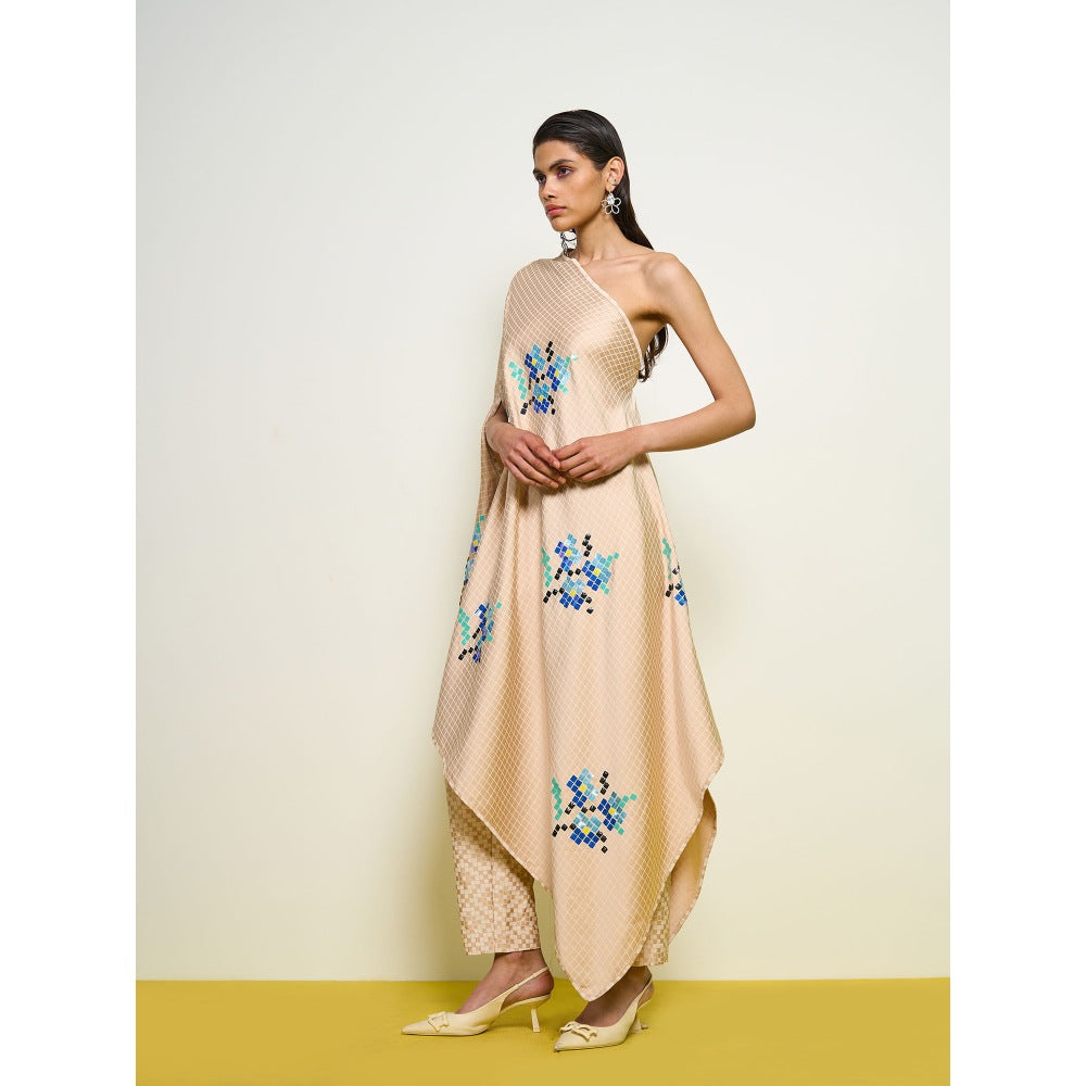 POOJA RAJGARHIA GUPTA Nude One-Shoulder Co-Ord (Set of 2)
