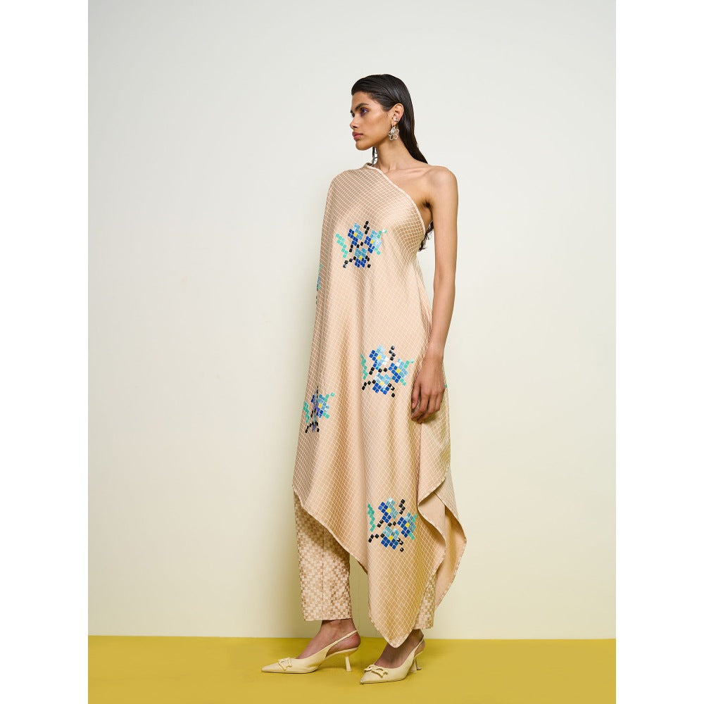POOJA RAJGARHIA GUPTA Nude One-Shoulder Co-Ord (Set of 2)