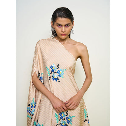 POOJA RAJGARHIA GUPTA Nude One-Shoulder Co-Ord (Set of 2)