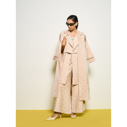 POOJA RAJGARHIA GUPTA Nude Honeycomb Overcoat