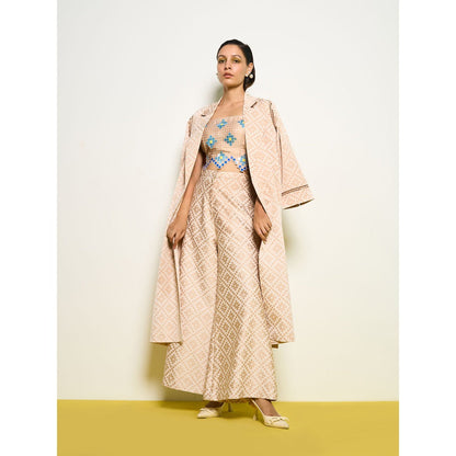 POOJA RAJGARHIA GUPTA Nude Honeycomb Overcoat