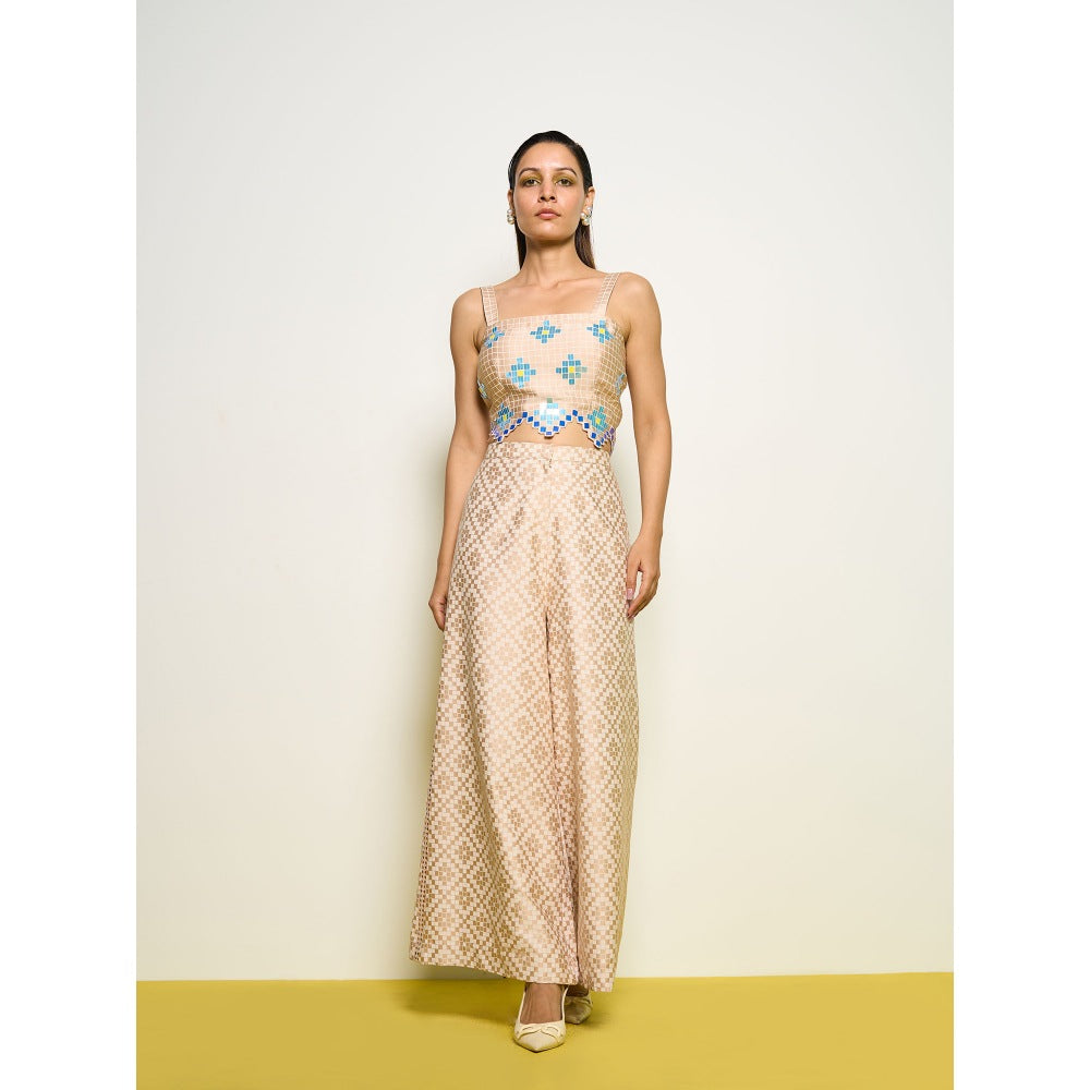 POOJA RAJGARHIA GUPTA Nude Honeycomb Crop Top