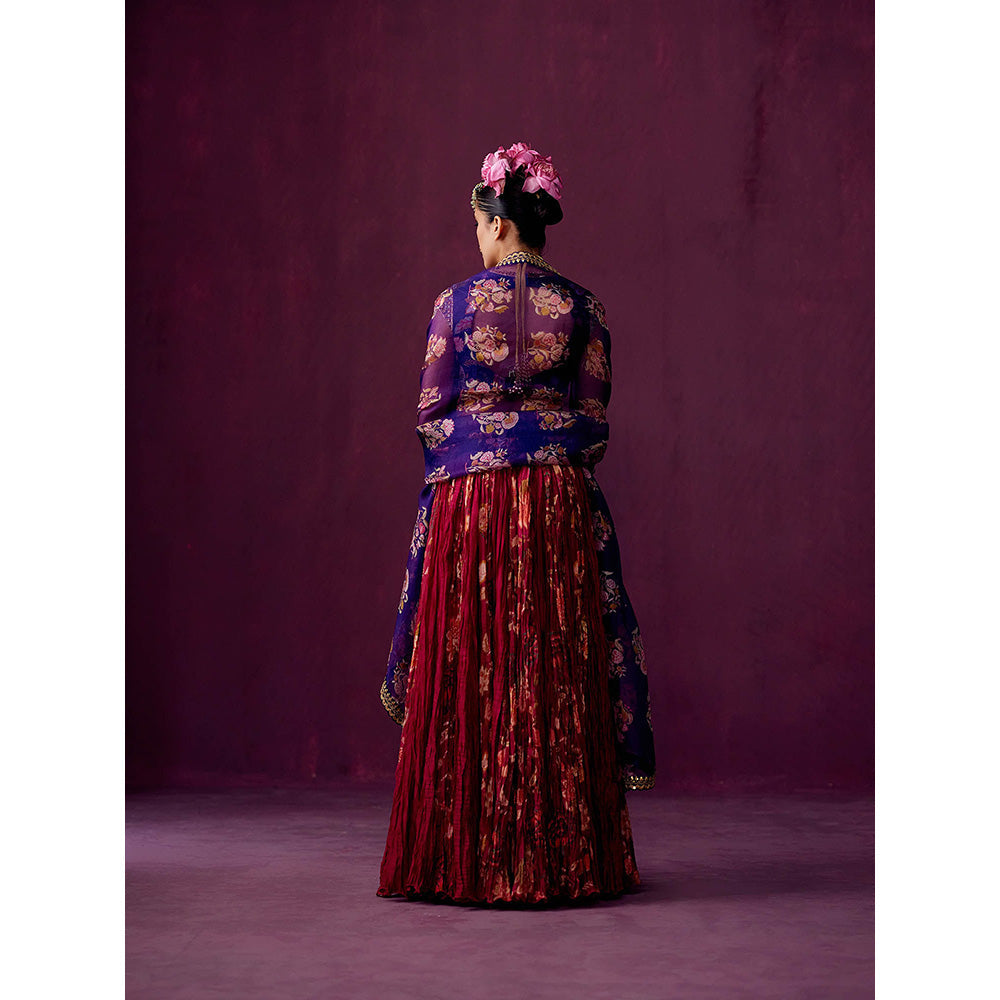 Pooja Singhal Crush Lehenga Skirt With Choli And Dupatta (Set of 3)