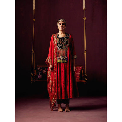 Pooja Singhal Tissue Anarkali With Pant & Dupatta (Set of 3)