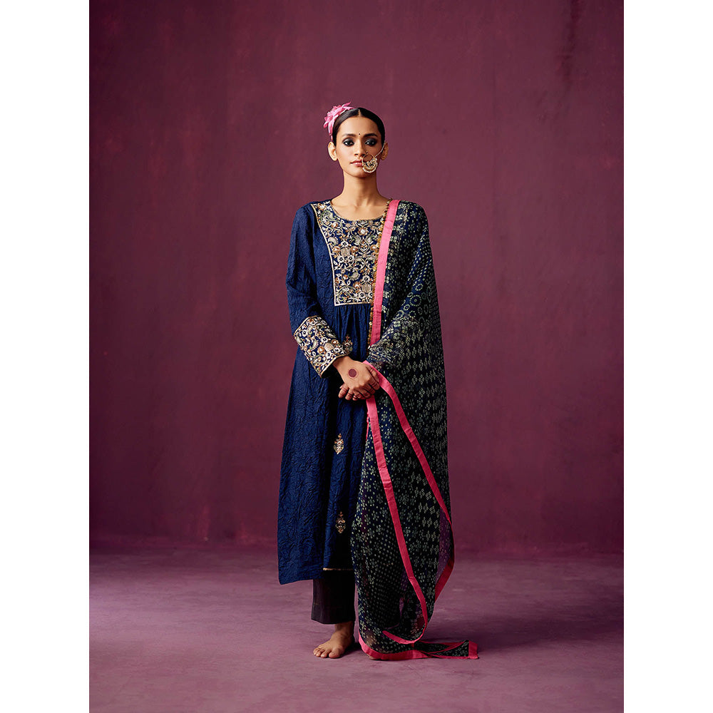 Pooja Singhal Tissue Anarkali With Pant & Dupatta (Set of 3)