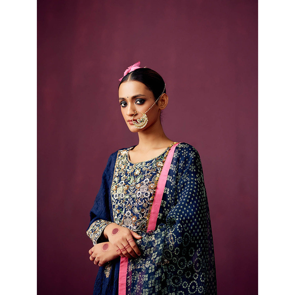 Pooja Singhal Tissue Anarkali With Pant & Dupatta (Set of 3)