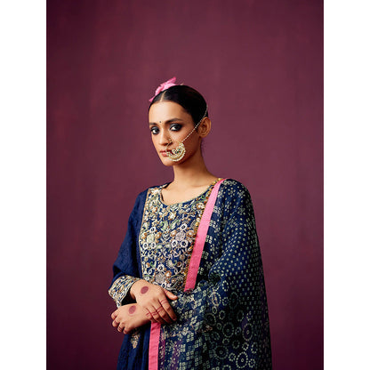 Pooja Singhal Tissue Anarkali With Pant & Dupatta (Set of 3)