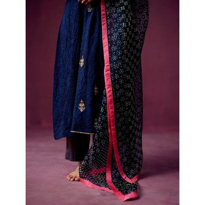 Pooja Singhal Tissue Anarkali With Pant & Dupatta (Set of 3)