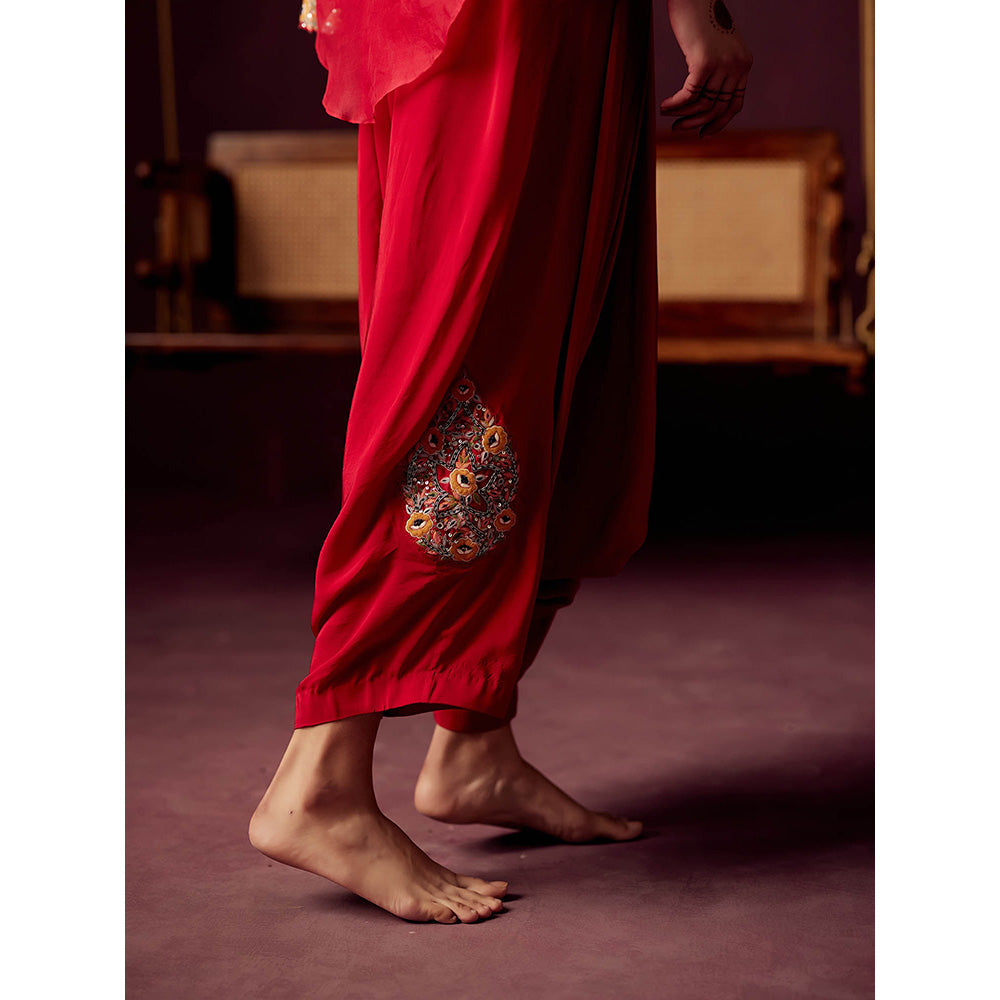 Pooja Singhal Organza Shirt With Yoke Inner And Dhoti Drape Pant (Set of 3)