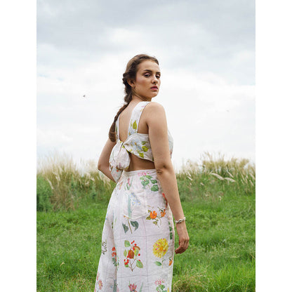 Pozruh By Aiman Yellow Roza Printed Jumpsuit