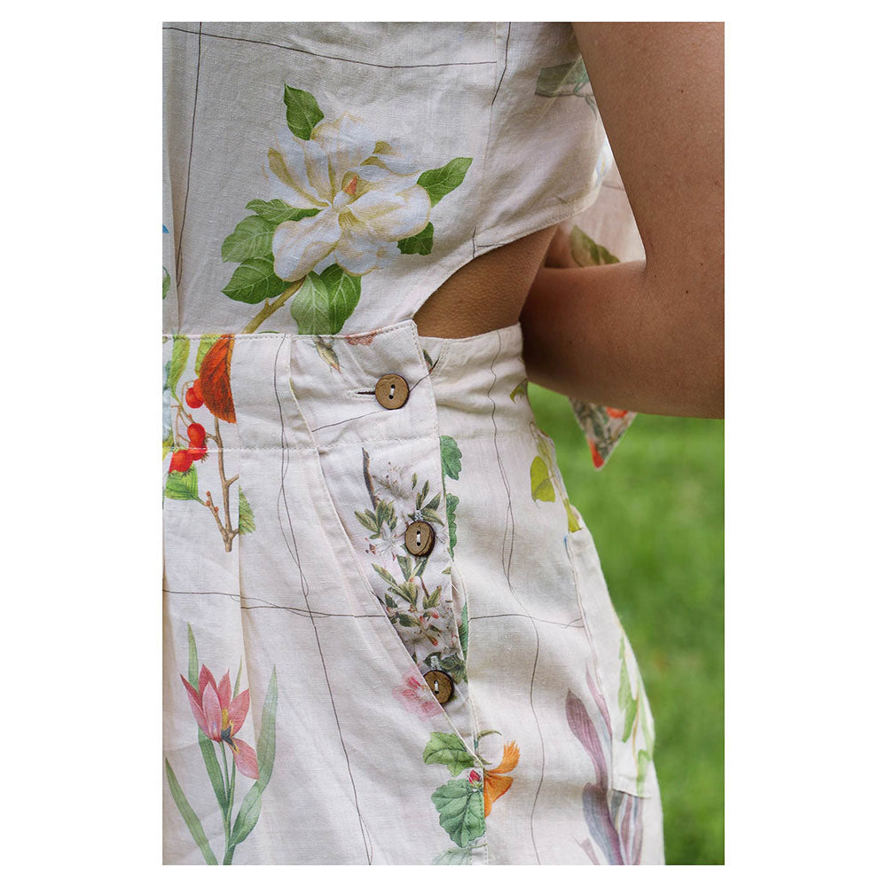 Pozruh By Aiman Yellow Roza Printed Jumpsuit